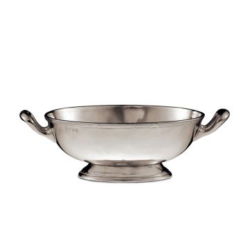 Handcrafted Italian pewter oval bowl Andrea Doria by Cosi Tabellini in Brescia