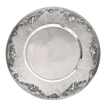 Handcrafted Italian pewter charger plate Frutta by Cosi Tabellini in Brescia