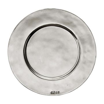 Handcrafted Italian pewter charger plate Sebino by Cosi Tabellini in Brescia