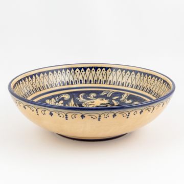 Italian blue and cream centerpiece bowl handmade by Ceramiche Magnanelli in Gubbio, Italy