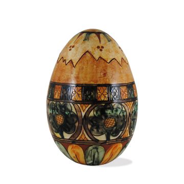 Italian ceramic egg sgraffito handmade in Mantua using the traditional sgraffito method