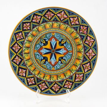 Italian geometric wall plate handmade by D&G Design - Deruta, Rapallo, Amalfi