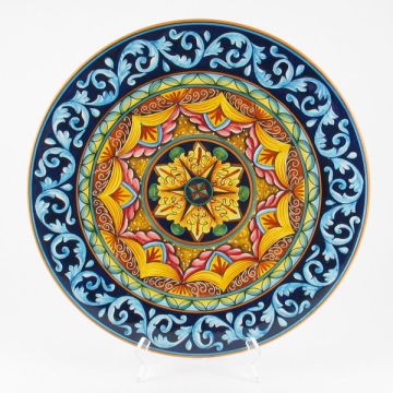 Italian geometric wall plate handmade by D&G Design - Deruta, Rapallo, Amalfi