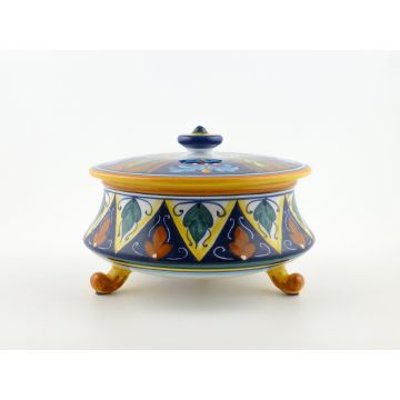 Italian footed box jar handmade by Eugenio Ricciarelli - Deruta, Rapallo, Amalfi