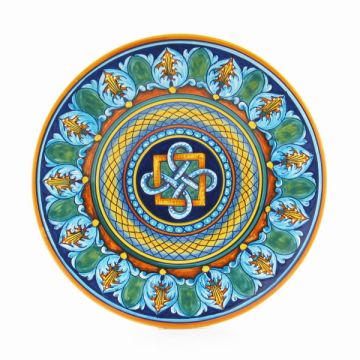 Italian geometric wall plate handmade by Eugenio Ricciarelli - Deruta, Rapallo, Amalfi