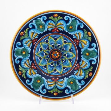 Italian geometric wall plate handmade by Eugenio Ricciarelli - Deruta, Rapallo, Amalfi