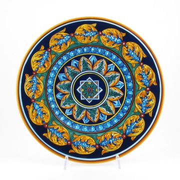 Italian geometric wall plate handmade by Eugenio Ricciarelli - Deruta, Rapallo, Amalfi