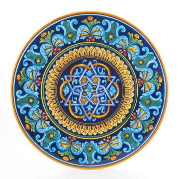 Italian geometric wall plate handmade by Eugenio Ricciarelli - Deruta, Rapallo, Amalfi