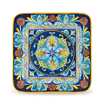 Italian geometric wall plate or platter handmade by Eugenio Ricciarelli - Deruta, Rapallo, Amalfi