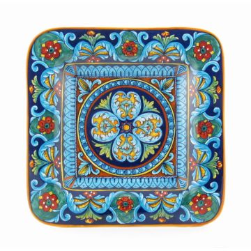 Italian geometric wall plate - platter handmade by Eugenio Ricciarelli - Deruta, Rapallo, Amalfi