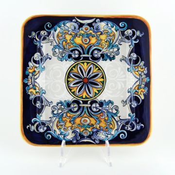 Italian Square platter Delfini from the Ottagonali Collection handmade by Francesca Niccacci in Deruta