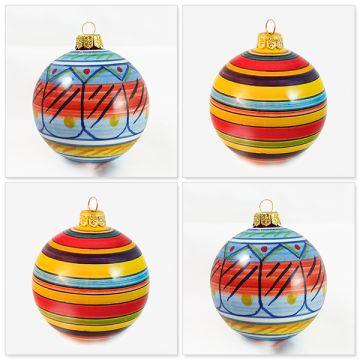 Set of four Italian Christmas ball ornaments handmade by D&G Design in Deruta