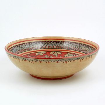 Italian red and cream centerpiece bowl handmade by Ceramiche Magnanelli in Gubbio, Italy