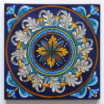 Hand-painted Italian tile er02 by Eugenio Ricciarelli - Deruta, Rapallo, Amalfi