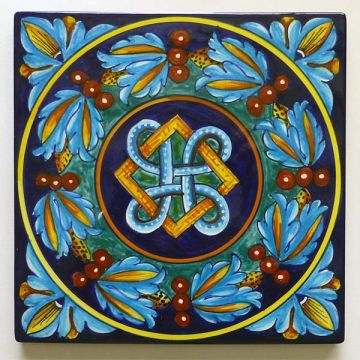 Hand-painted Italian tile er03 by Eugenio Ricciarelli - Deruta, Rapallo, Amalfi