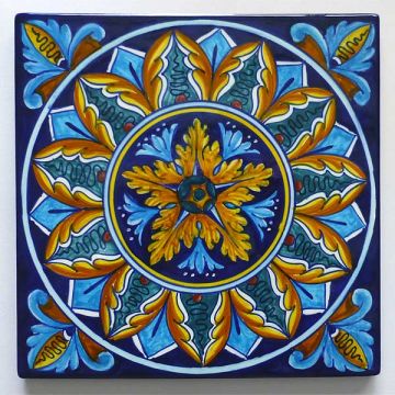 Hand-painted Italian tile er04 by Eugenio Ricciarelli - Deruta, Rapallo, Amalfi
