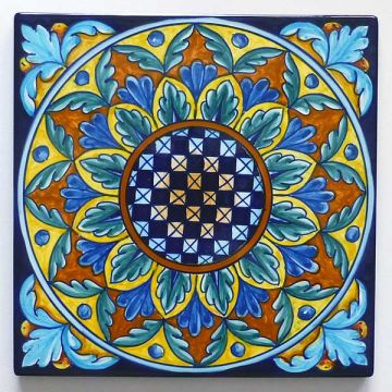 Hand-painted Italian tile er06 by Eugenio Ricciarelli - Deruta, Rapallo, Amalfi
