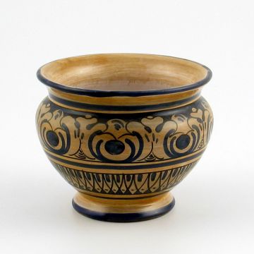 Italian blue and cream planter handmade by Ceramiche Magnanelli in Gubbio, Italy