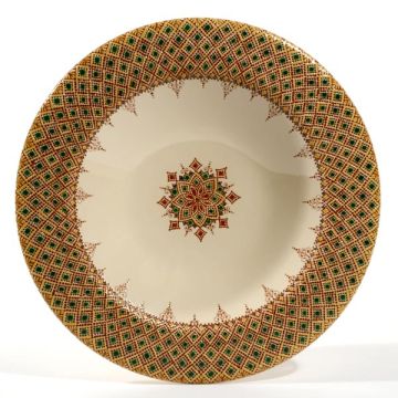 Italian Graffito Green centerpiece bowl  handmade by Francesco Fasano in Grottaglie, Italy