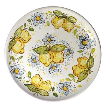 Italian ceramic dinner plate from the Frutta e Fiori Collection handmade by Ghenos in Sicily