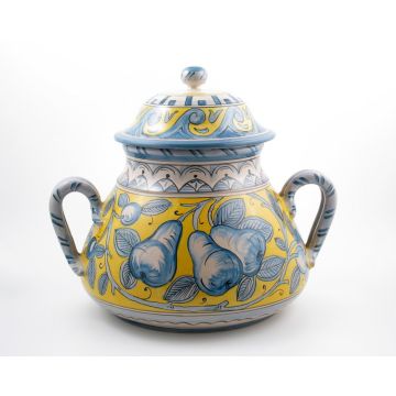 Deruta jar with handles from the Frutta Gialla collection, handmade by Antica Deruta - Italy