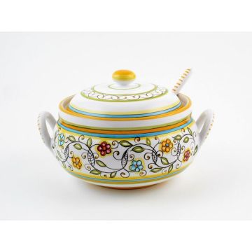 Floreale Italian sugar bowl handmade by Fima in Deruta