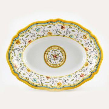 Floreale Italian oval serving bowl handmade by Fima in Deruta