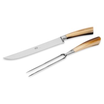 Forgiato Cornotech carving set handcrafted by Coltellerie Berti in Scarperia, Italy