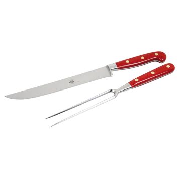 Forgiato Red carving set handcrafted by Coltellerie Berti in Scarperia, Italy