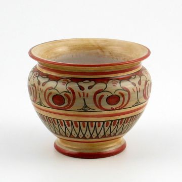 Italian red and cream planter handmade by Ceramiche Magnanelli in Gubbio, Italy