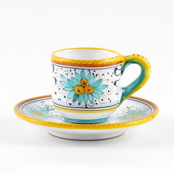 Festone Italian espresso cup and saucer handmade by Fima in Deruta