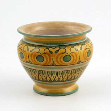 Italian green and cream planter handmade by Ceramiche Magnanelli in Gubbio, Italy