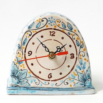 Italian ceramic table clock handmade by Ghenos in Sicily