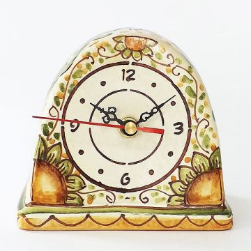 Italian ceramic table clock handmade by Ghenos in Sicily