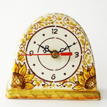 Italian ceramic table clock handmade by Ghenos in Sicily