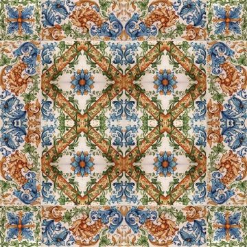 Italian modular tile panel Triton hand-painted by Ghenos in Messina, Sicily