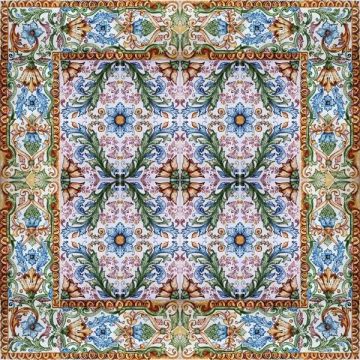 Italian modular tile panel Violet hand-painted by Ghenos in Messina, Sicily