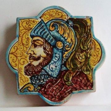 Sicilian tile GH01 hand-painted with traditional designs by Ghenos, Messina - Italy