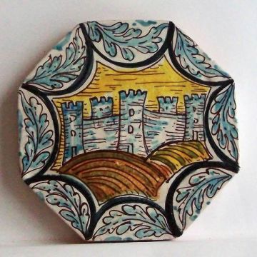 Sicilian tile GH02  hand-painted with traditional designs by Ghenos, Messina - Italy