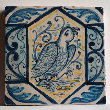 Sicilian tile GH10 hand-painted with traditional designs by Ghenos, Messina - Italy