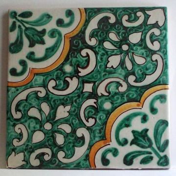 Sicilian modular tile GH20  hand-painted with traditional designs by Ghenos, Messina - Italy