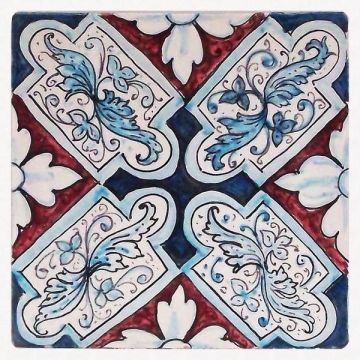 Sicilian modular tile GH26 hand-painted with traditional designs by Ghenos, Messina - Italy