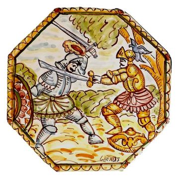 Sicilian tile GH27 hand-painted with traditional designs by Ghenos, Messina - Italy