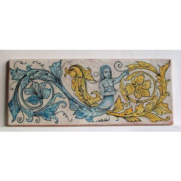 Sicilian border tile GH02 hand-painted with traditional designs by Ghenos, Messina - Italy