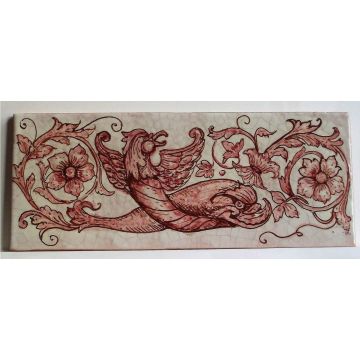 Sicilian border tile GH03 hand-painted with traditional designs by Ghenos, Messina - Italy