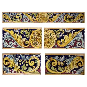 Sicilian stair riser GH02 hand-painted with traditional designs by Ghenos, Messina - Italy