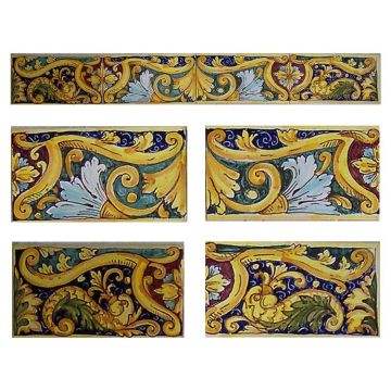 Sicilian stair riser GH03 hand-painted with traditional designs by Ghenos, Messina - Italy