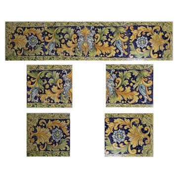 Sicilian stair riser GH04 hand-painted with traditional designs by Ghenos, Messina - Italy