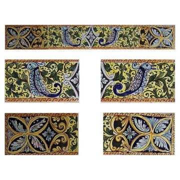 Sicilian stair riser GH05 hand-painted with traditional designs by Ghenos, Messina - Italy