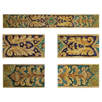 Sicilian stair riser GH06 hand-painted with traditional designs by Ghenos, Messina - Italy